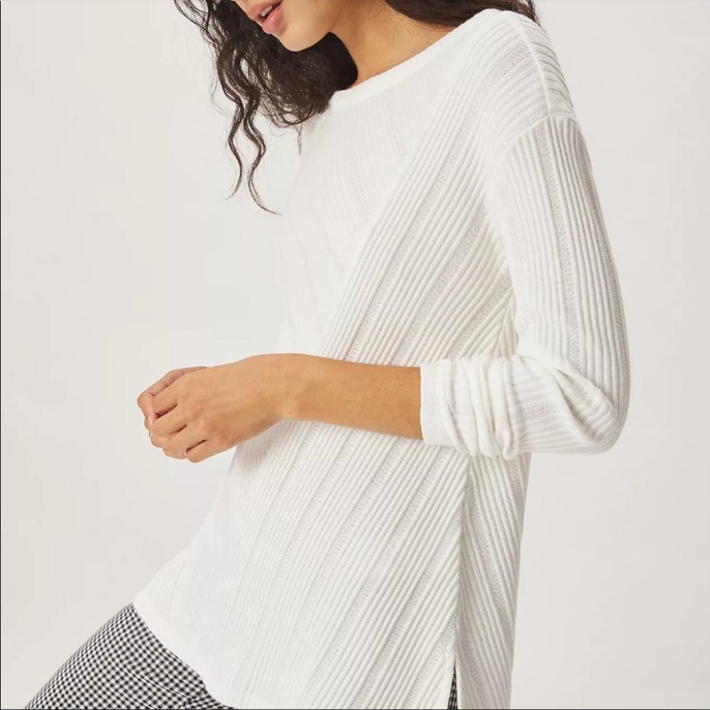 Maeve by Anthropologie Opal Ribbed Tunic Sweater in White